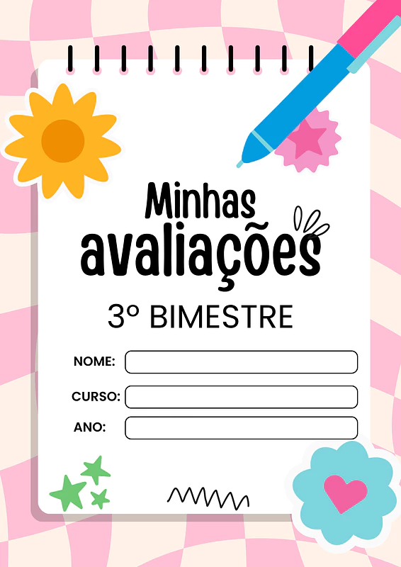 Capa de prova 3º bimestre para imprimir | Educlub